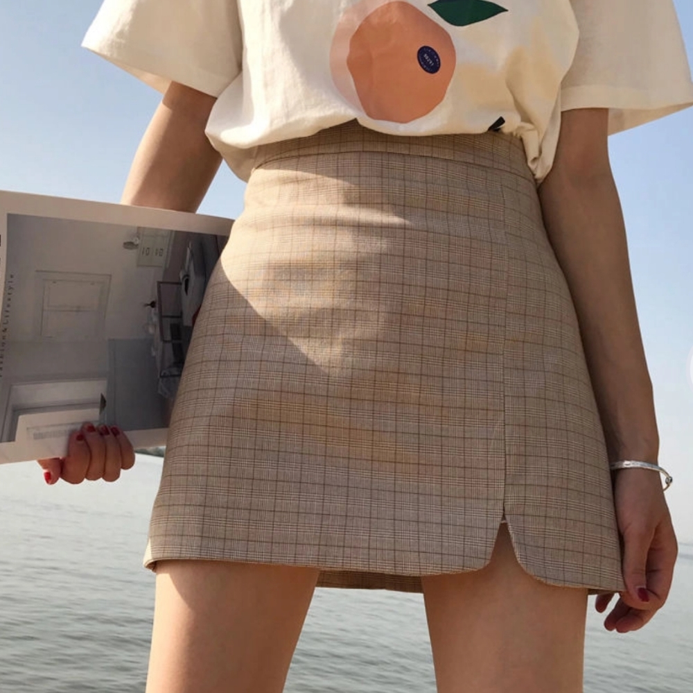 Yesstyle Plaid A-line mini skirt NWT